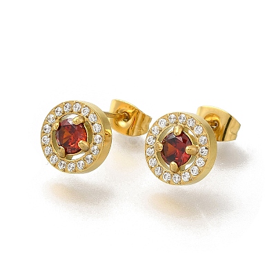 Ion Plating(IP) 304 Stainless Steel Stud Earrings EJEW-H018-01G-03-1
