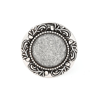 Vintage Adjustable Iron Finger Ring Components Alloy Cabochon Bezel Settings X-PALLOY-O039-08AS-1