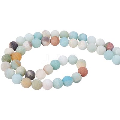 Frosted Natural Flower Amazonite Bead Strands G-PH0028-8mm-03-1
