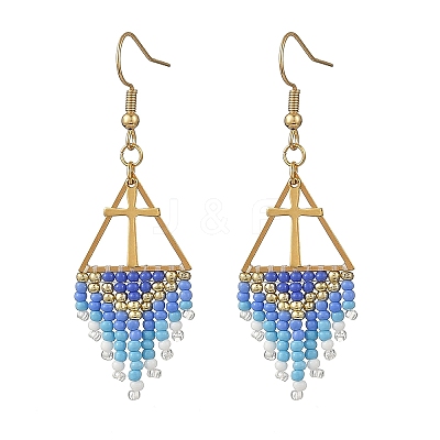 Glass Beads Braided Dangle Earrings EJEW-MZ00786-01-1