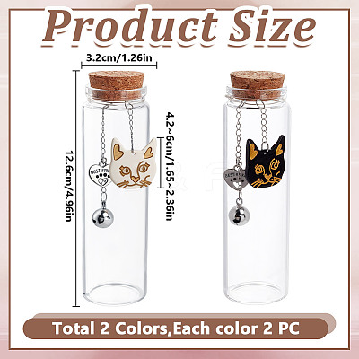 4Pcs 2 Styles Transparent Glass Empty Bottles AJEW-DR00032-1