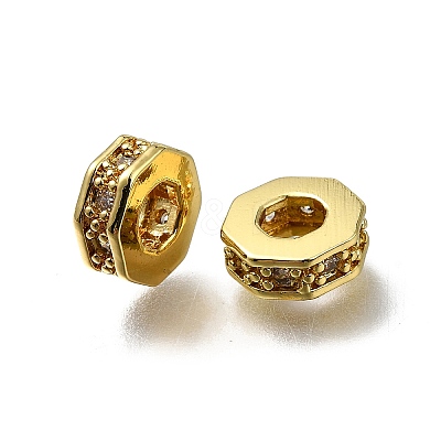 Brass Micro Pave Clear Cubic Zirconia European Beads LS-ZIRC-I070-094G-1