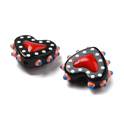 Baking Paint Glass Bumpy Beads Heart LAMP-V001-07F-1