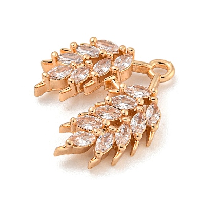 Brass Micro Pave Clear Cubic Zirconia Pendants KK-Z072-01KCG-02-1