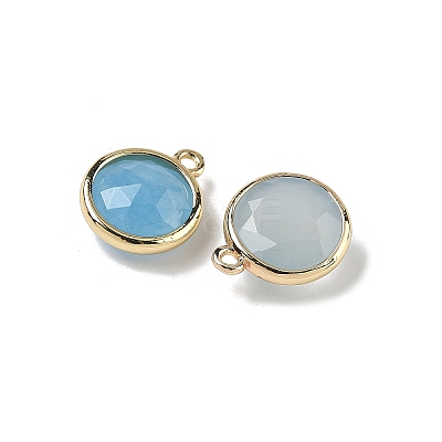 Dyed Natural White Jade Faceted Flat Round Charms G-U028-03G-10-1