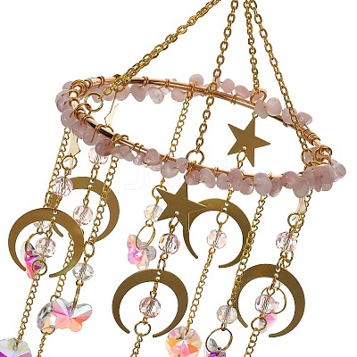 Natural Rose Quartz Chips Hanging Suncatcher GG-CBAB970-01B-1