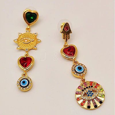 Alloy Enamel Evil Eye Dangle Stud Earrings FS-WGB3014-01-1