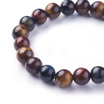 Natural Tiger Eye Beads Stretch Bracelets BJEW-F380-01-B18-1