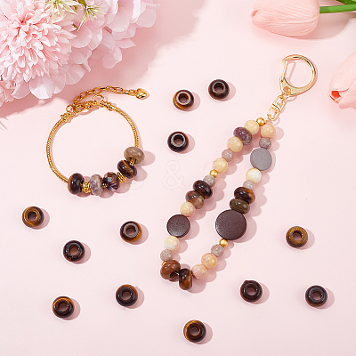 20Pcs Natural Tiger Eye European Beads G-SP0001-01B-02-1