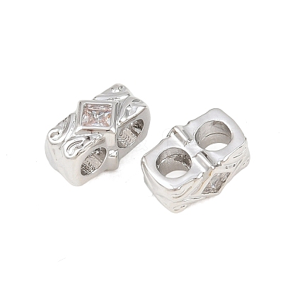 Brass Micro Pave Clear Cubic Zirconia Slide Charms KK-Z151-05P-1