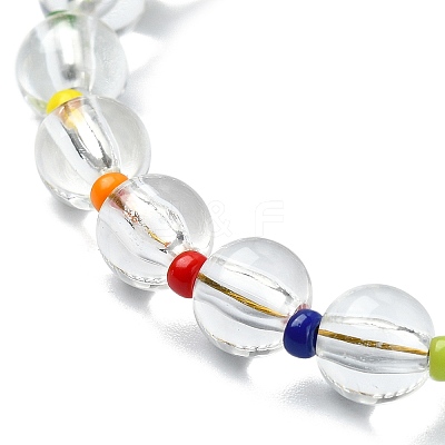 Acrylic & Seed Beaded Stretch Bracelets BJEW-JB10026-1