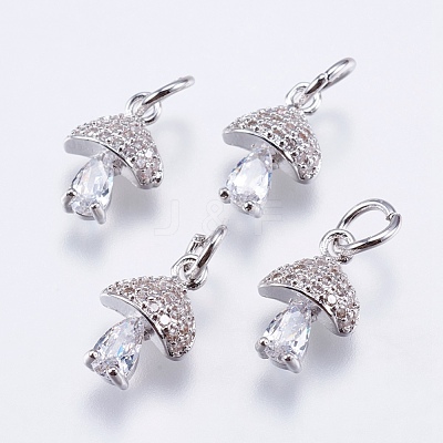 Brass Micro Pave Cubic Zirconia Charms RB-I077-25P-RS-1