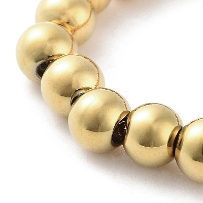 202 Stainless Steel Round Beaded Bracelets for Men Women BJEW-D034-01G-1