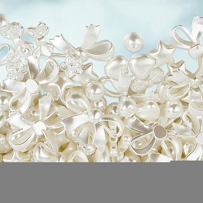 500Pcs 7 Styles ABS Plastic Imitation Pearl Beads MACR-SP0001-98-1