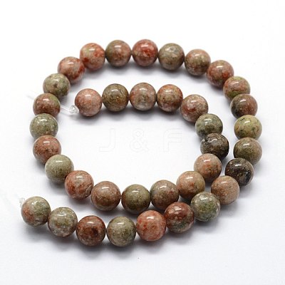 Natural Unakite Beads Strands G-I199-19-6mm-1