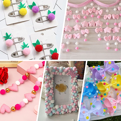 400Pcs 4 Colors Polyester Pom Pom Balls DIY-SC0031-37B-1