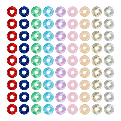 90Pcs 9 Colors Transparent Glass European Beads GLAA-TA0001-79-1
