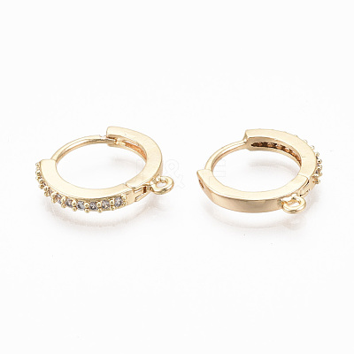 Brass Micro Pave Cubic Zirconia Huggie Hoop Earring Findings KK-T063-013-NF-1