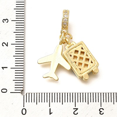 Brass Enamel Airplane & Luggage European Dangle Charms KK-M309-22G-1