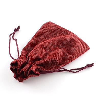 Polyester Imitation Burlap Packing Pouches Drawstring Bags ABAG-R005-9x7-06-1