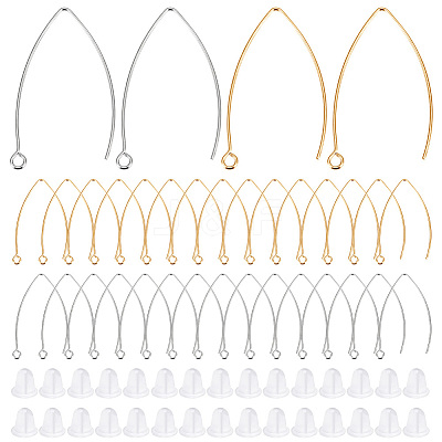 60Pcs 2 Colors 304 Stainless Steel Earring Hooks STAS-BBC0004-47-1