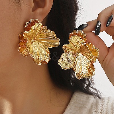 Iron Stud Earrrings for Women EJEW-U063-02A-G-1
