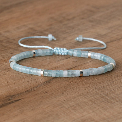 Natural Aquamarine Beaded Braided Bracelets QH4784-16-1