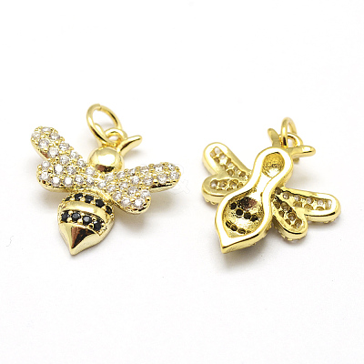 Brass Micro Pave Grade AAA Cubic Zirconia Charms X-ZIRC-P072-02G-NR-1
