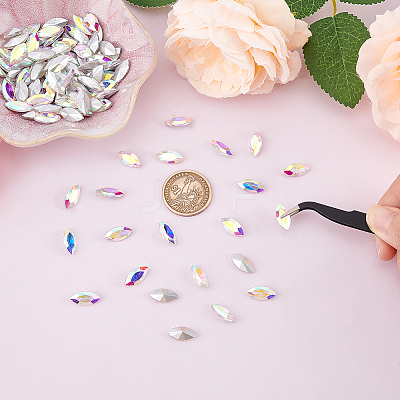 100Pcs Pointed Back Glass Rhinestone Cabochons RGLA-FG0001-05B-1