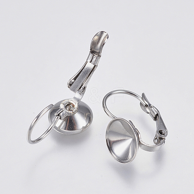 Tarnish Resistant 304 Stainless Steel Leverback Earring Settings STAS-F139-051P-8mm-1