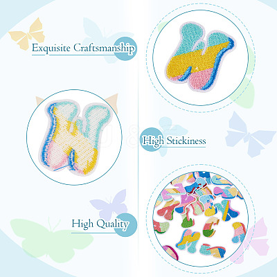 52Pcs 2 Sets Letter A~Z Embroider Thread Cloth on/Sew On Patches PATC-TA0001-40-1