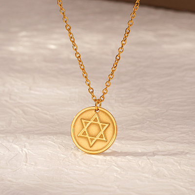 Stylish 304 Stainless Steel Star of David Pendant Necklace for Women's Daily Wear NW9851-1-1