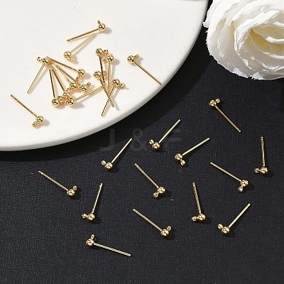 SHEGRACE Brass Round Ball Stud Earring Findings XGR0050G-38G-1