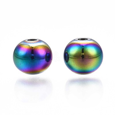 Rack Plating Rainbow Color 304 Stainless Steel Beads STAS-S119-081D-01-1