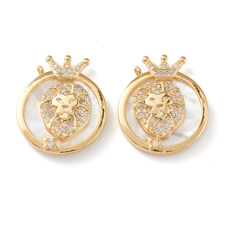 Real 18K Gold Plated Brass Micro Pave Clear Cubic Zirconia Pendants ZIRC-J039-14G-H-1