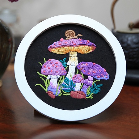 DIY Mushroom Pattern Embroidery Starter Kits DIY-L068-01A-1