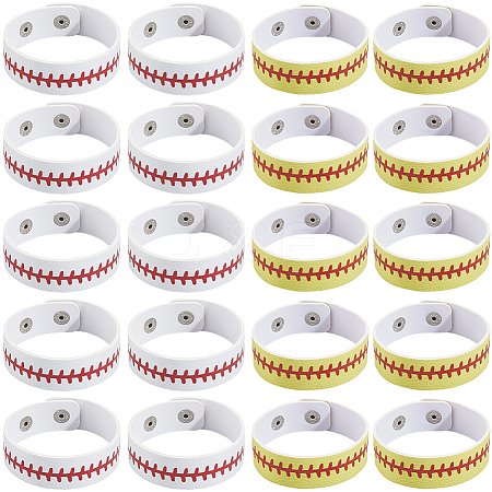20Pcs 2 Styles Leather Wide Cord Bracelet with Snap Button for Men Women GUQI-CL0001-02B-1
