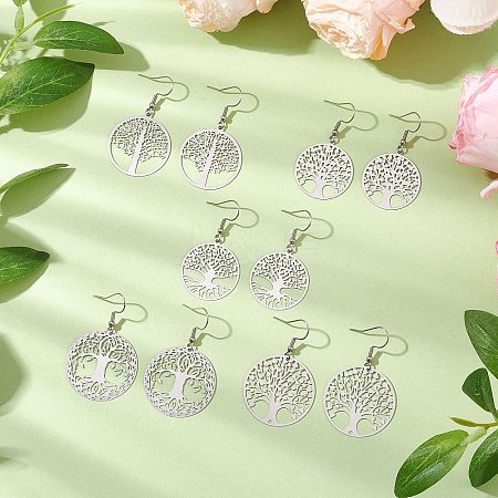 201 Stainless Steel Filigree Dangle Earrings for Women EJEW-JE06203-1