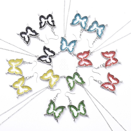 Glass Dangle Earring & Pendant Necklace Jewelry Sets SJEW-JS01076-1