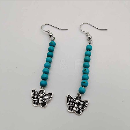 Bohemian Tassel Synthetic Turquoise & Alloy Dangle Earrings for Women RC4749-7-1