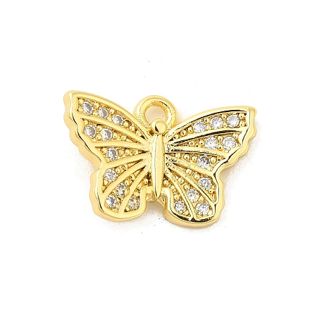 Butterfly Rack Plating Brass Micro Pave Cubic Zirconia Pendants Charms KK-S396-08B-1