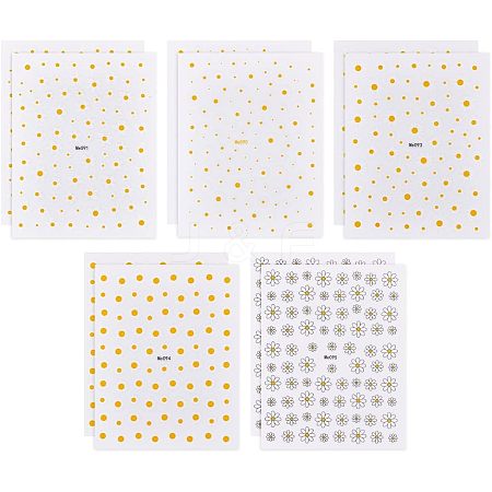 Olycraft 10 Sheets 5 Style PET Nail Art Stickers MRMJ-OC0003-08-1