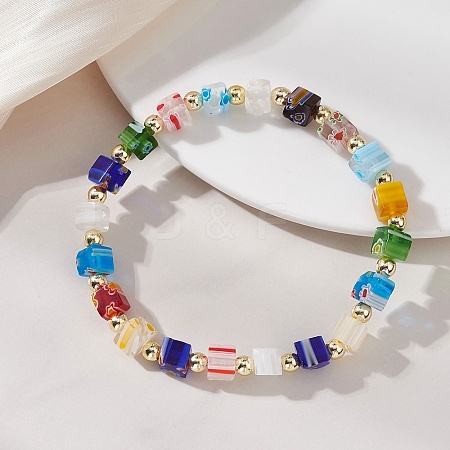 Handmade Millefiori Glass & Non-magnetic Synthetic Hematite Beaded Bracelets BJEW-JB13569-1