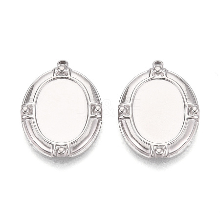 304 Stainless Steel Pendant Cabochon Settings X-STAS-T067-17P-1