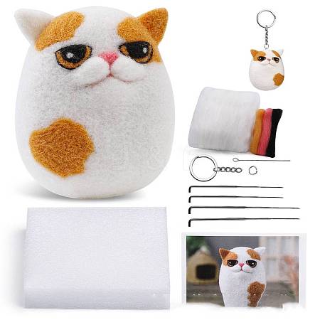 Cat Shape Needle Felting Kits PW-WGA4466-03-1