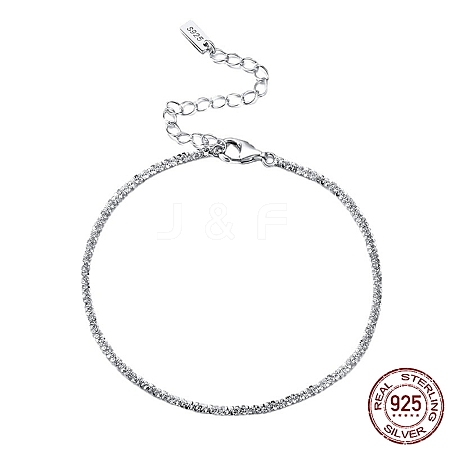 Rhodium Plated 925 Sterling Silver Spike Link Bracelets BJEW-I314-010-1