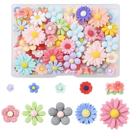 100Pcs 10 Styles Opaque Resin Cabochons CRES-FS0001-25-1