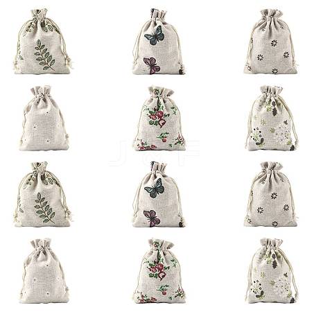 24Pcs 6 Colors Polycotton(Polyester Cotton) Packing Pouches Drawstring Bags ABAG-FS0001-12-1