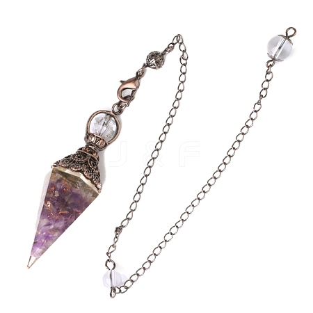 Natural Amethyst Hexagonal Pointed Dowsing Pendulums PW-WG44BA6-14-1