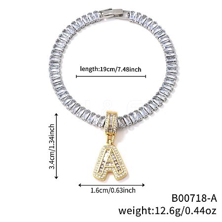 Fashionable Brass Micro Pave Clear Cubic Zirconia Charm Bracelets AF9298-1-1